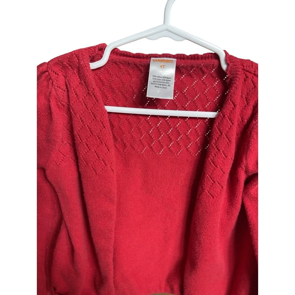 Gymboree‎ Girls Red Pointelle Knit Cardigan Sweater Size 4T Button Front Cotton